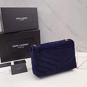 YSL Loulou Monogram Quilted Velvet Blue Large Bag – 23cm - 3