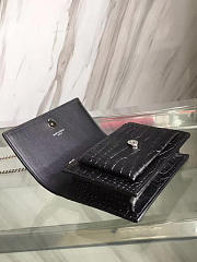 YSL Sunset Chain Wallet In Crocodile Embossed Shiny Black Leather - 17cm x 13cm x 7cm - 5