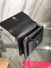 YSL Sunset Chain Wallet In Crocodile Embossed Shiny Black Leather - 17cm x 13cm x 7cm - 4