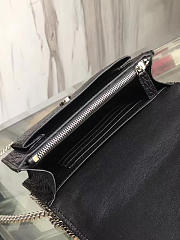 YSL Sunset Chain Wallet In Crocodile Embossed Shiny Black Leather - 17cm x 13cm x 7cm - 2