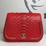 Chanel Snake Embossedr Flap Shoulder Bag Red- A98774 - 15.5x20x8cm - 1