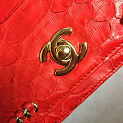 Chanel Snake Embossedr Flap Shoulder Bag Red- A98774 - 15.5x20x8cm - 4