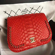 Chanel Snake Embossedr Flap Shoulder Bag Red- A98774 - 15.5x20x8cm - 3