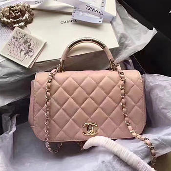 chanel caviar quilted lambskin flap bag with top handle pink CohotBag a93752 vs00969