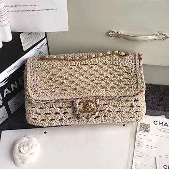 Chanel Crochet Braid Cayo Coco Flap Bag Beige- A93680 - 25cm