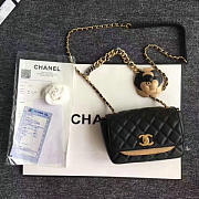 chanel calfskin camellia waist chain bag black CohotBag a91830 vs06486 - 2