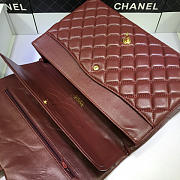 Chanel Lambskin Leather Flap Bag With Gold/Silver Hardware Maroon Red - 33cm - 3