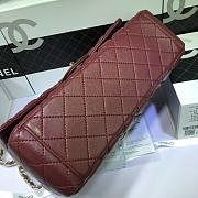 Chanel Lambskin Leather Flap Bag With Gold/Silver Hardware Maroon Red - 33cm - 6