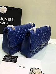 Chanel Lambskin Leather Flap Bag Gold/Silver Blue 30cm - 3