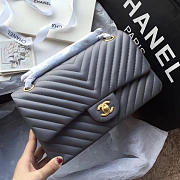 Chanel Classic Handbag Grey Gained Calfskin & Gold-Tone -25cm - 6