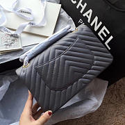 Chanel Classic Handbag Grey Gained Calfskin & Gold-Tone -25cm - 5