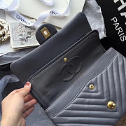 Chanel Classic Handbag Grey Gained Calfskin & Gold-Tone -25cm - 2