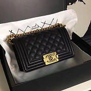 Chanel Small Quilted Caviar Boy Bag Black Gold A13043 - 2
