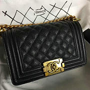 Chanel Small Quilted Caviar Boy Bag Black Gold A13043 - 4