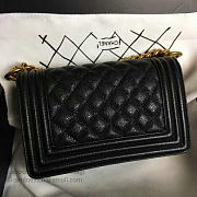 Chanel Small Quilted Caviar Boy Bag Black Gold A13043 - 5