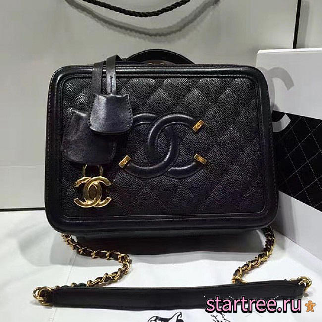 Chanel | CC Filigree Vanity Case Black A93343   - 1