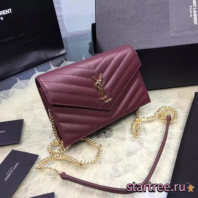 ysl gold monogram college wine red CohotBag 5071 - 1