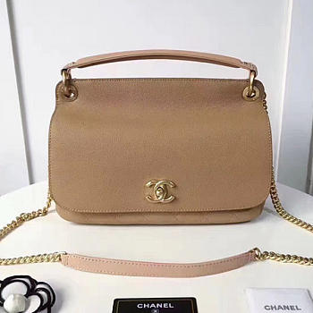 Chanel Grained Calfskin Large Top Handle Flap Bag Beige- A93757 - 28cm