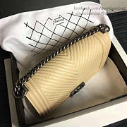 Chanel Medium Chevron Lambskin Quilted Boy Bag Beige  - 5