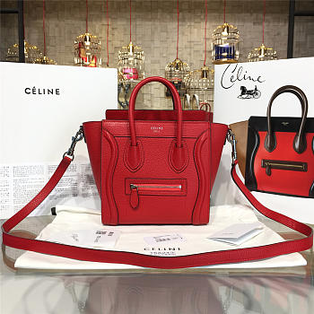 Celine Leather Nano Luggage Red - 19.5cm x 9.5cm x 22cm