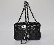 Chanel Lambskin Leather Flap Bag With Silver Hardware Black -  17.5x12.5x7cm - 3