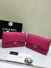 Chanel Lambskin Leather Flap Bag Gold/Silver Rose Red 30cm - 2