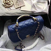 Chanel Caviar Quilted Lambskin Flap Bag With Top Handle Blue- A93752 - 25x14.5x8cm - 5