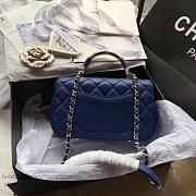 Chanel Caviar Quilted Lambskin Flap Bag With Top Handle Blue- A93752 - 25x14.5x8cm - 2