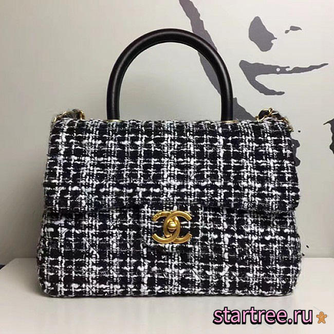 chanel tweed top handle bag CohotBag a13042 vs00035 - 1