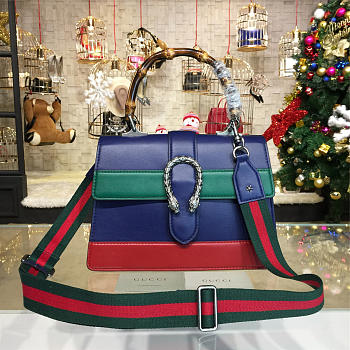 Gucci dionysus medium top handle bag blue/green/red leather CohotBag 