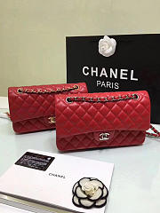 Chanel Lambskin Leather Flap Bag Gold/Silver Red 25cm - 5