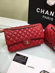 Chanel Lambskin Leather Flap Bag Gold/Silver Red 25cm - 3