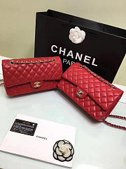 Chanel Lambskin Leather Flap Bag Gold/Silver Red 25cm - 2