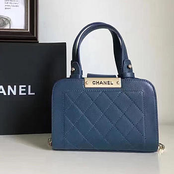 chanel small label click leather shopping bag blue CohotBag a93731 vs04747