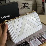 Chanel Chevron Quilted Medium Boy Bag White - 6