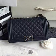 Chanel Quilted Caviar Medium Boy Bag Blue  - 1