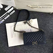 Chanel Quilted Caviar Medium Boy Bag Blue  - 6