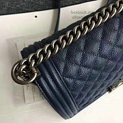 Chanel Quilted Caviar Medium Boy Bag Blue  - 3