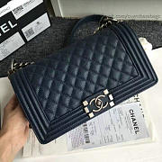 Chanel Quilted Caviar Medium Boy Bag Blue  - 2