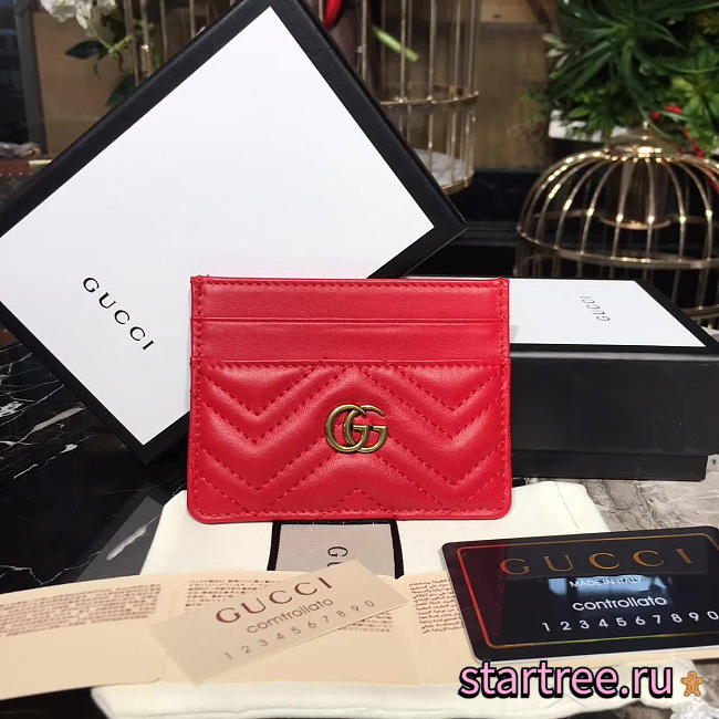 gucci marmont card case nexthibiscus red leather - 1