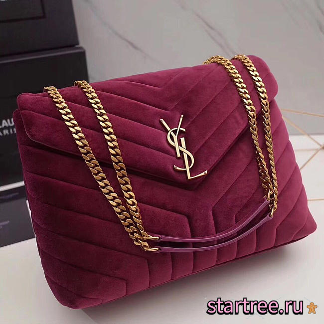 YSL Loulou Monogram Quilted Velvet Large -30x20x10cm - 1