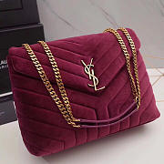 YSL Loulou Monogram Quilted Velvet Large -30x20x10cm - 1