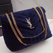 YSL Loulou Monogram Quilted Velvet Shoulder Bag Large Blue - 30x20x10cm  - 4