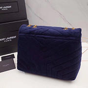 YSL Loulou Monogram Quilted Velvet Shoulder Bag Large Blue - 30x20x10cm  - 3