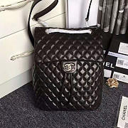 Chanel Quilted Lambskin Large Backpack Black Silver Hardware- 30x25x15cm - 1