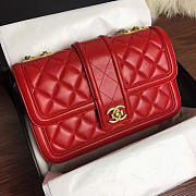Chanel Quilted Lambskin Gold-Tone Metal Flap Bag Red - A91365 - 25.5x16x7.5cm - 1
