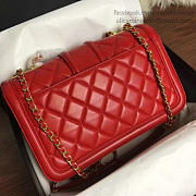 Chanel Quilted Lambskin Gold-Tone Metal Flap Bag Red - A91365 - 25.5x16x7.5cm - 3