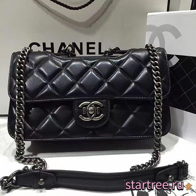 chanel quilted calfskin perfect edge bag silver black CohotBag a14041 vs00923 - 1