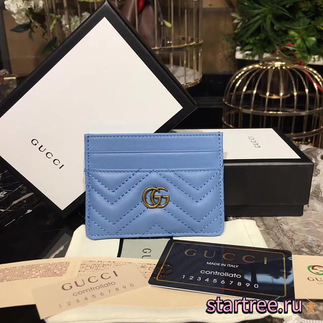 Gucci GG Blue Leather Card Holder - 10cmx7.5cm - 1