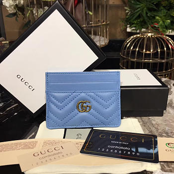 Gucci GG Blue Leather Card Holder - 10cmx7.5cm